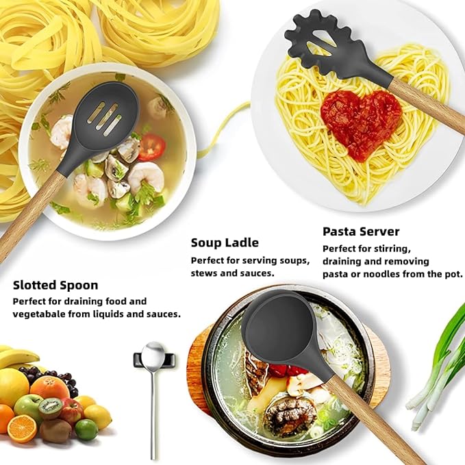 12 Pcs Cooking Utensils Set-A colorful, heat-resistant set designed for safe, non-stick cooking and easy clean-up.